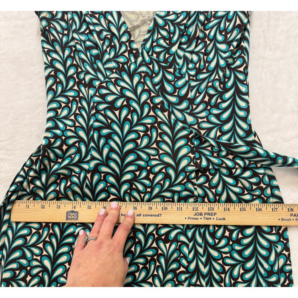 Diane Von Furstenberg DVF Kye Wrap Dress Size 10 Silk Jersey Turquoise Brown - Picture 12 of 13